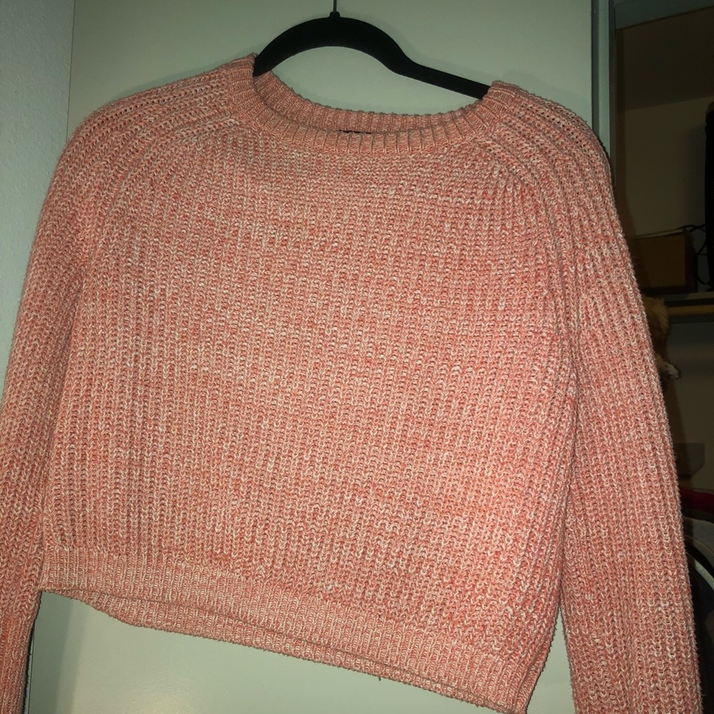 Cropped coral American Apparel sweater